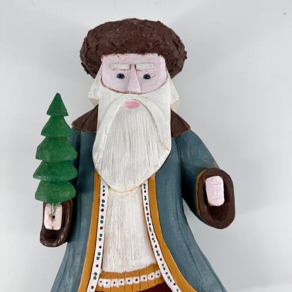 Hand-Carved Santa Figurine by Dave & Pat Justice #24 1998 Folk Art Christmas - Picture 10 of 12